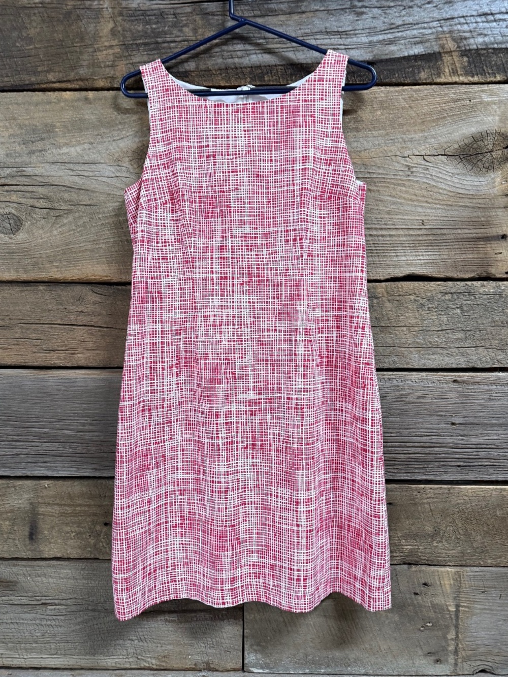 Ann Taylor Petite sleeveless dress, Hot Pink/White checkered design, 12P